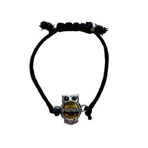 10/$25🦋 Black & Silver Owl FRIENDS Mood Bracelet